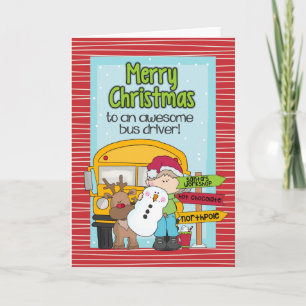 Festividades Cartão de Natal de Motorista de Ônibus Escolar