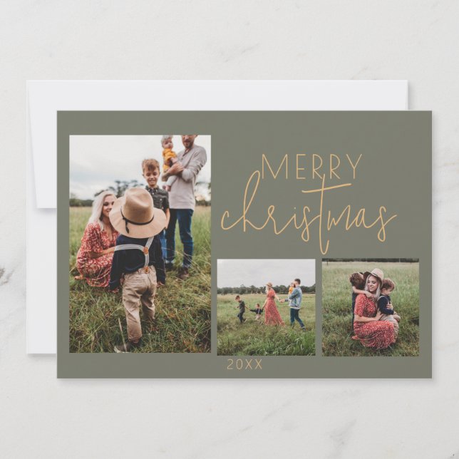 Festividades Cartão de Natal de Natal de Férias da FELIZ Verde (Frente)