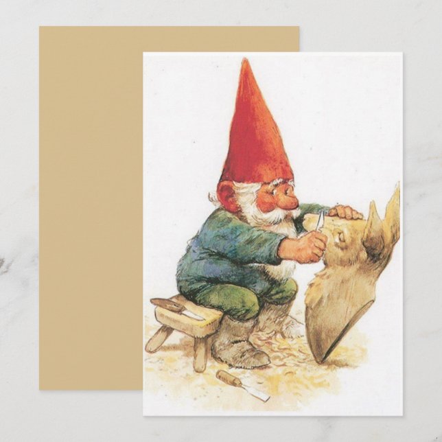 Festividades Cartão de Natal de Natal Gnome Vintage (Frente/Verso)