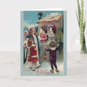 Festividades Cartão de Natal de Natividade Religiosa Vitoriana