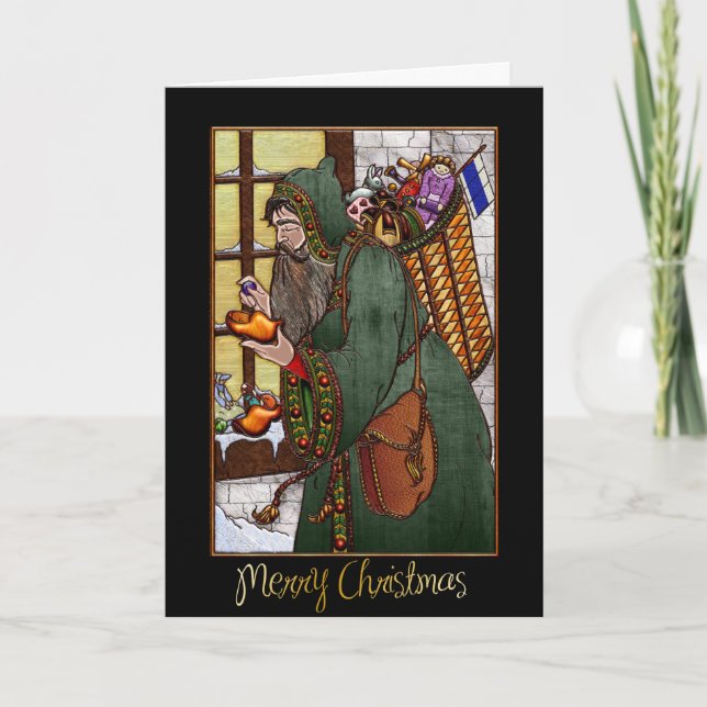 Festividades Cartão de Natal de Negócios Corporativo com Papais (Frente)