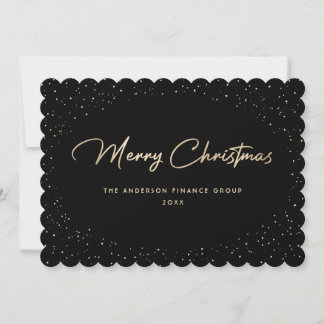 Festividades Cartão de Natal de Negócios Elegante Preto e Doura