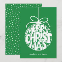 Cartão de Natal de Ornamento de Feliz Natal Verde