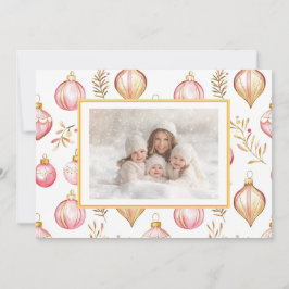 Festividades Cartão de Natal de Ornamento Dourado Rosa