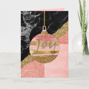 Festividades Cartão de Natal de Ornamento Glitérico Rosa e Do