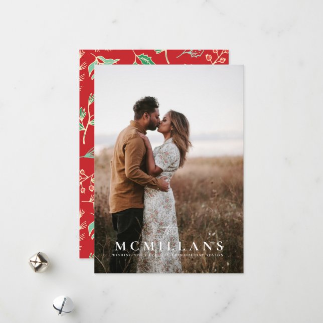 Festividades Cartão de Natal de Padrão de Feriado do Sobrenome  (Frente/Verso In Situ)