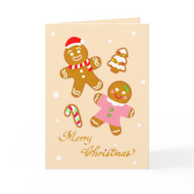 Cartão de Natal de Pão de Mel Customizado Cute 