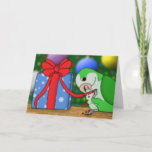 Festividades Cartão de Natal de Parakeet de Holiday Quaker