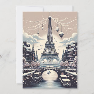Festividades Cartão de Natal de Paris – Torre Eiffel Férias de