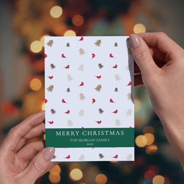 Festividades Cartão de Natal de Pássaro Vermelho Cardinal Árvor (Criador carregado)