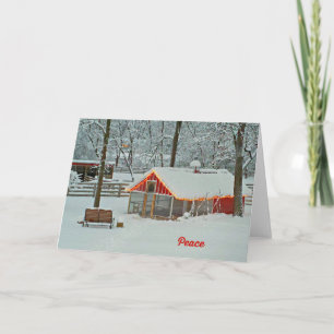 Festividades Cartão de Natal de Paz com Cena de Fazenda Neve