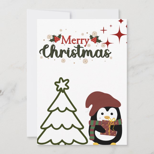 Festividades Cartão de Natal de Pinguim (Frente)