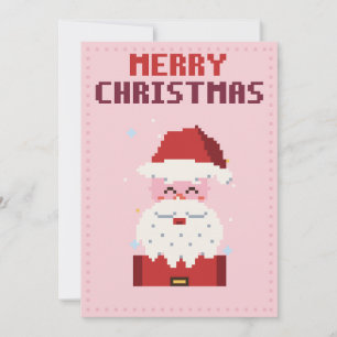 Festividades Cartão de Natal de Pixel Art Rosa Santa