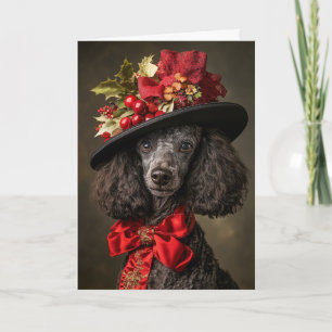 Festividades Cartão de Natal de Poodle Elegante Cão Vitoriano