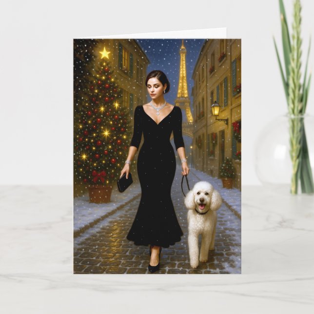 Festividades Cartão de Natal de Poodle Standard (Frente)
