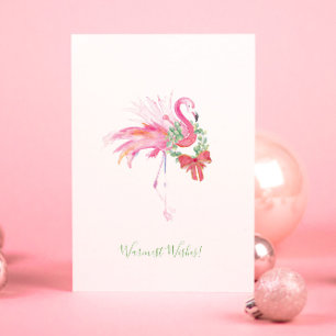 Festividades Cartão de Natal de praia com Flamingo Rosa e Grina