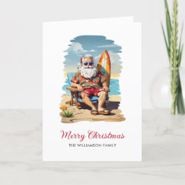 Festividades Cartão de Natal de praia para Papais noeis de surf