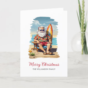 Festividades Cartão de Natal de praia para Papais noeis de surf