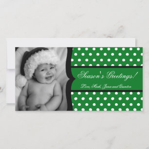 Festividades Cartão de Natal de Quadro Polka Branco Verde 4x8