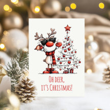 Cartão de Natal de Rena Engraçada – Oh Rena!