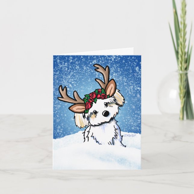 Festividades Cartão de Natal de Rena Havanese (Frente)