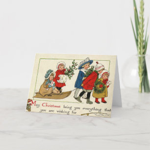 Festividades Cartão de Natal de Reprodução Antiquada