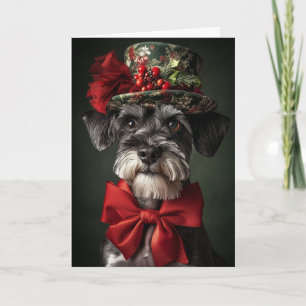 Festividades Cartão de Natal de Schnauzer Elegante Cão Vitorian