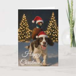 Festividades Cartão de Natal de Springer Spaniel e Faisão