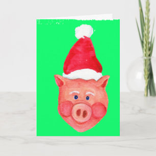 Festividades Cartão de Natal de Suíno de papais noeis