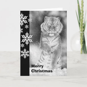 Festividades Cartão de Natal de Tigre Siberiano