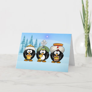 Festividades Cartão de Natal de Três Pinguins de Sabemen