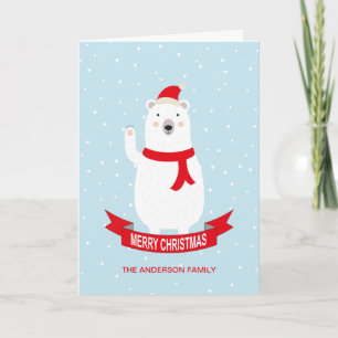 Festividades Cartão de Natal de Urso Polar Bonito Personalizado