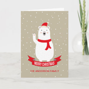 Festividades Cartão de Natal de Urso Polar Bonito Personalizado