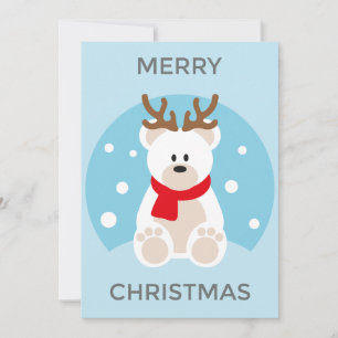 Festividades Cartão de Natal de Urso Polar, Chifres de Veado En