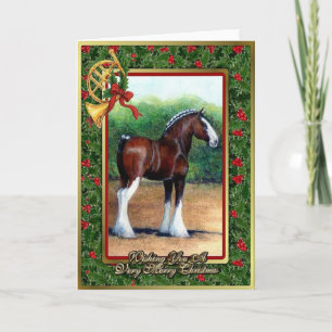 Festividades Cartão de Natal de Vazio Clydesdale Draft Horse