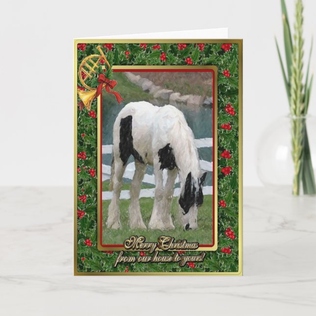Festividades Cartão de Natal de Vazio de Cavalo de Cob Gypsy (Frente)