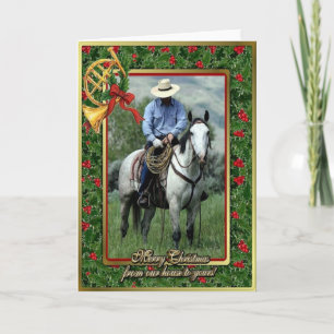 Festividades Cartão de Natal De Vazio De Cowboy E Quarto Cavalo