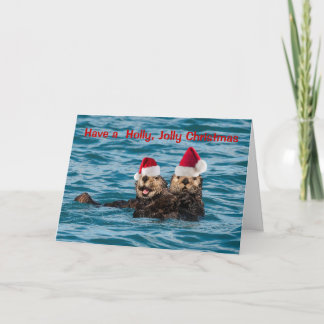 Festividades Cartão de Natal de Vida Selvagem, Otters Vestindo