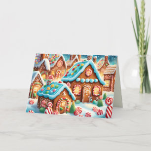 Festividades cartão de Natal de vila de biscoito de gengibre