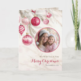 Festividades Cartão de Natal de Vintage com ornamentos brancos 