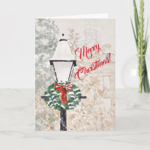 Festividades Cartão de Natal de Watercolor com faixa de férias