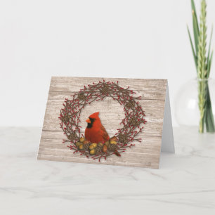 Festividades Cartão de Natal de Wreath Cardinal