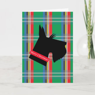 Festividades Cartão de Natal de Xadrez Terrier Dog