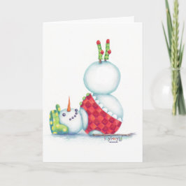 Festividades cartão de natal de yoga snowman/ escândalo