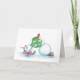 Festividades cartão de natal de yoga snowman/ escândalo