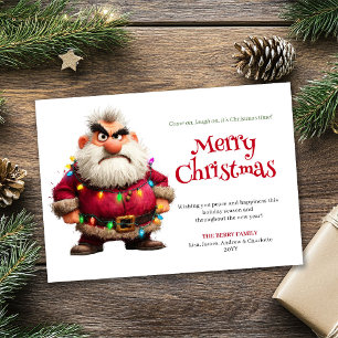 Festividades Cartão de Natal digital de Papai Noel maluco e rab