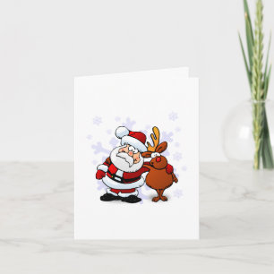 Festividades Cartão de Natal Divertido do Papai Noel e Rudolph