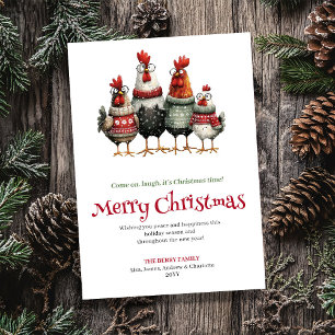 Festividades Cartão de Natal divertido e excêntrico de galinhas