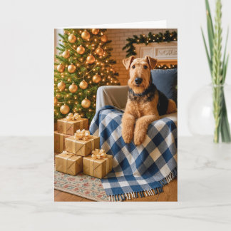 Festividades Cartão de Natal do Airedale Terrier