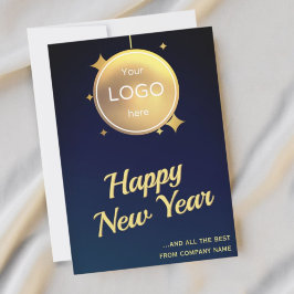 Festividades Cartão de Natal do Ano Novo da empresa dourado azu